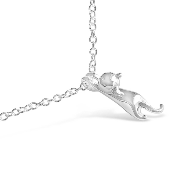 New Cat Necklace Sterling Silver 3D Pendant - Picture 3 of 4